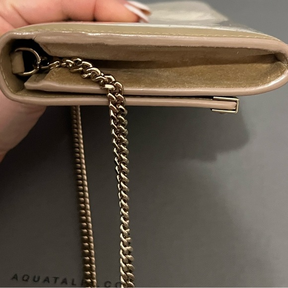 Jimmy Choo Milla Clutch Patent Leather Nude Tan Gold Strap - Picture 7 of 9